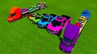 ALL POLICE CAR MODELS  TRANSPORTING POLICE CARS WITH ELECTRIC TESLA TRUCKS  Farming Simulator 22 [upl. by Eckblad223]