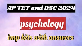 AP TET and DSC 2024 psychology important bits with answers in Englishprevious practice bits [upl. by Irrac]