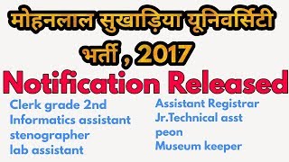 mohanlal sukhadia university udaipur notification released  online application  bharti mlsu online [upl. by Rednasxela]