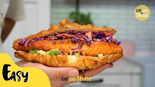 Salmon Sandwich 🥐🧡  Eat and Shine ☀️ [upl. by Nodnas]