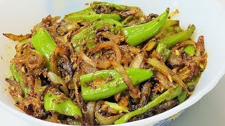 5 मिनट में बनाए सिर्फ हरीमिर्च प्याज से चटपटी सब्जी Harimirch ki Sabji Recipe Harimirch Pyaz Sabji [upl. by Eivlys880]