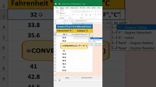 Convert Fahrenheit into Celsius Use CONVERT Function in Excel short excel excelbasic [upl. by Arraeic]