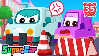 Who Is Blocking The Road  Brave Police Car amp Monster Car  Kids Cartoons amp Kids Songs [upl. by Kat]