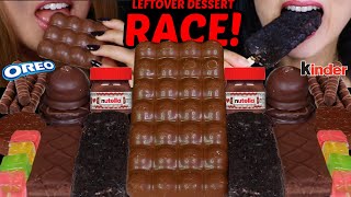 ASMR LEFTOVER DESSERT RACE BABY NUTELLA BIG MINT BUBBLY CHOCOLATE BAR OREO ICE CREAM KINDER 먹방 [upl. by Bever]