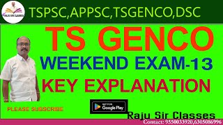 TS GENCO CHEMIST amp AE WEEKEND EXAM 13 KEY EXPLANATION [upl. by Hamlen]