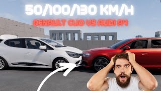 Renault Clio vs Audi A4 Crash Test at 50 100 and 130 kmh  Safety Comparison [upl. by Carolyn576]