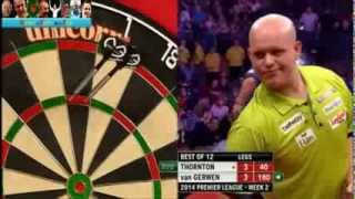 PDC Premier League of Darts 2014  Week 2  van Gerwen bust 180 FAIL [upl. by Aimej]