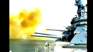 an Iowa Class Battleship fires its 16 inch guns  FULL VIDEO [upl. by Pilloff]