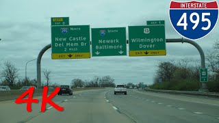 ⁴ᴷ Wilmington Bypass Interstate 495 southbound 4K VIDEO [upl. by Ymac]