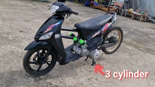 I built a 3cylinder Homemade engine into a scooter frame [upl. by Avalsorim]