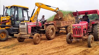 Jcb 3dx Backhoe Loader Machine Loading Mud In 2 Massey Ferguson 7250 Di Tractor  Jcb Tractor  Jcb [upl. by Aubry]