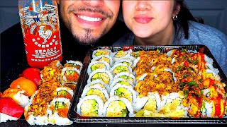 MASSIVE SUSHI PLATTER MUKBANG WIFE  ASMR EATING SHOW SOUNDS NO TALKING [upl. by Jea]