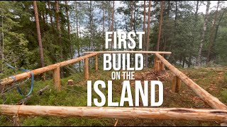 Felling Our First Tree And Making A Deck Out Of It  Off Grid Island Ep4 [upl. by Nalym]