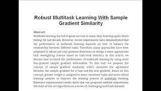 Robust Multitask Learning With Sample Gradient Similarity [upl. by Idnal679]