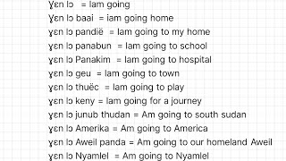 Learn Verb To Go  Lɔ in Dinka languague  example ɣεn lɔ  am going to DinkaEnglishTV5 [upl. by Amaris805]