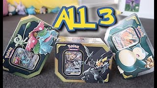 Opening ALL 3 Pokemon TAG TEAM GX Tins [upl. by Quickel]