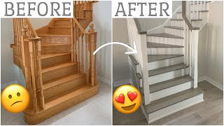 AMAZING Oak Staircase Transformation BEFORE amp AFTER [upl. by Deadman338]