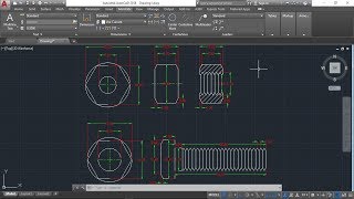 AutoCAD 2D how to draw bolt and nut autoCAD training part1 [upl. by Assenab]