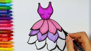 Wie zeichne lila Kleid 💜 Malvorlagen  Malbücher  Zeichnen Farbe und Ausmalen für Kinder [upl. by Eiznikcm]