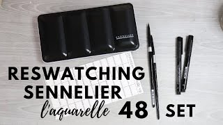 ReSwatching Sennelier lAquarelle 48 Half Pan Watercolor Set Painting and Chatting [upl. by Birdt360]