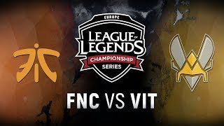 FNC vs VIT  Week 2 Day 1  EU LCS Spring Split  Fnatic vs Team Vitality 2018 [upl. by Haerdna]