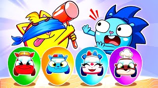 Surprise Eggs With Assistants Baby Cars  Songs for Kids  Baby Cars  Baby Zoo [upl. by Schonthal843]