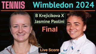 Tennis Barbora Krejcikova vs Jasmine Paolini Wimbledon 2024 Womens Final Live Score Play by Play [upl. by Durnan]