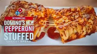 Domino’s Pizza 2023 NEW TV commercial—pepperoni stuffed cheesy bread🍕 [upl. by Alard]