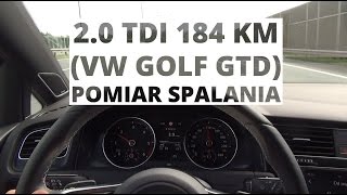 PLENG Subs Volkswagen Golf GTD 20 TDICR 184 KM  pomiar spalaniafuel consumption test [upl. by Irolav]