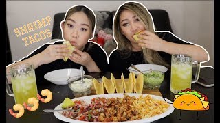 WE FOLLOWED KYLIE JENNER amp KARRUECHE TRAN SHRIMP TACO RECIPE  MUKBANG [upl. by Rufena635]