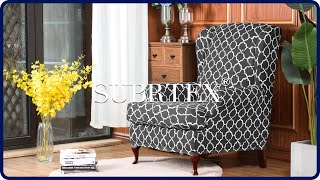 How to install 2 piece Cloud Printed Wingback Chair Slipcovers by Subrtex [upl. by Atinej]