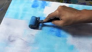 Easy Abstract Painting  Just Using Brayers amp Acrylics  Frozen Sorrows [upl. by Tare]