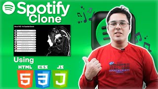 Creating a Spotify Clone Using HTML CSS amp JavaScript Only  JavaScript Music Player🔥🔥 [upl. by Aryn]