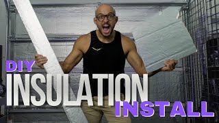 Garage Door Insulation Installation DIY Garage Gym insulation garagegym heatproofing [upl. by Godliman]