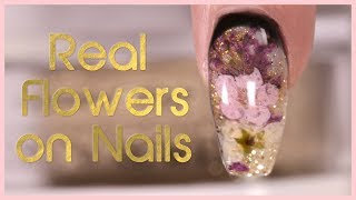 How to Encapsulate Dried Flowers with Dip Powder Nail Art Tutorial [upl. by Allicsirp]