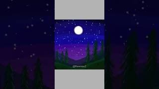 Landscape drawing  Starry night Easy digitalart drawing [upl. by Fionna]