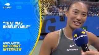 Zheng Qinwen OnCourt Interview  2024 US Open Round 4 [upl. by Cormier412]