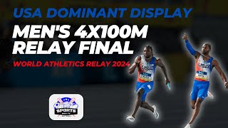 Mens 4x100m Relay Final  USA Dominant Display Highlights  WORLD ATHLETICS RELAYS Bahamas 2024 [upl. by Euqinim]