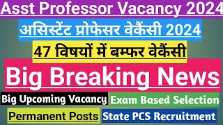 Asst Professor New Vacancy 202447Subjectअसिस्टेंट प्रोफेसर भर्तीPermanent PostState PCS vacancy [upl. by Aynos]