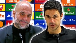 🔴 LIVE  Pep Guardiola and Mikel Arteta postmatch  Real Madrid 33 Man City  Arsenal 22 Bayern [upl. by Gnek]