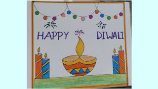 Diwali DrawingDiwali Drawing EasyHappy Diwali DrawingDiwali Festival DrawingDiwali Diya [upl. by Nelloc]