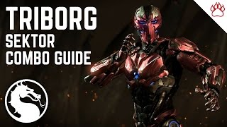 Mortal Kombat X Triborg Sektor Complete Combo Guide 1350 [upl. by Azne219]