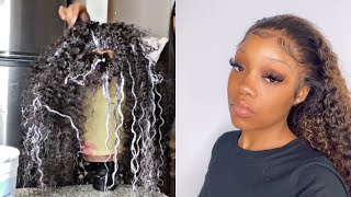 HOW TO DETAILED CUSTOMIZING PROCESS FOR 360 CURLY WIG  HIGHLIGHTS ft Arabella Hair [upl. by Niuqram]