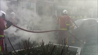 Pompiers de Paris incendie scooter voiture Manif Gilets Jaune Acte 13 [upl. by Dempster]