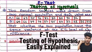 Ftest  Hypothesis testing Ftest  F test Full concept  Testing of Hypothesis F test  Statistics [upl. by Atik849]