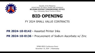 Procurement Livestream for DPWH Biliran DEO on Nov 13 2024 Bid Opening  SV [upl. by Ahsekam]