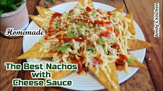 How To Make Nachos With Cheese Sauce Recipe  Cheesy Nachos Recipe  Amilys Kitchen [upl. by Ashelman]