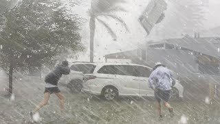 On Australia rained STONES from the sky Scary Hail storm in Port Macquarie Nov 15 2022 [upl. by Leavy866]