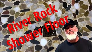 Part 3 Tile Your Shower Floor With River Rock in a Weekend riverrock epoxygrout diy [upl. by Rahr]