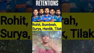 Mi retain Rohith surya Hardik Bumbrah Tilak  mitetain ipl megaauction shorts [upl. by Bradan313]